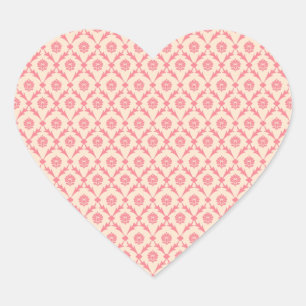 Rosa Damask Hjärtformat Klistermärke
