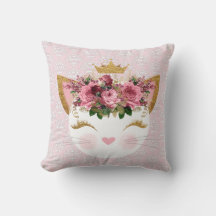 Rosa Damask Kattunge Dekorativ kudde