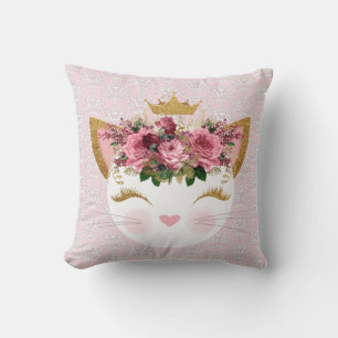 Rosa Damask Kattunge Dekorativ kudde