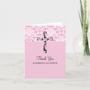 Rosa Damask Kor Girl Tack Kort