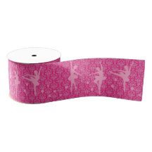 Rosa Damask med Ballerinas Large Spool av Ribbon