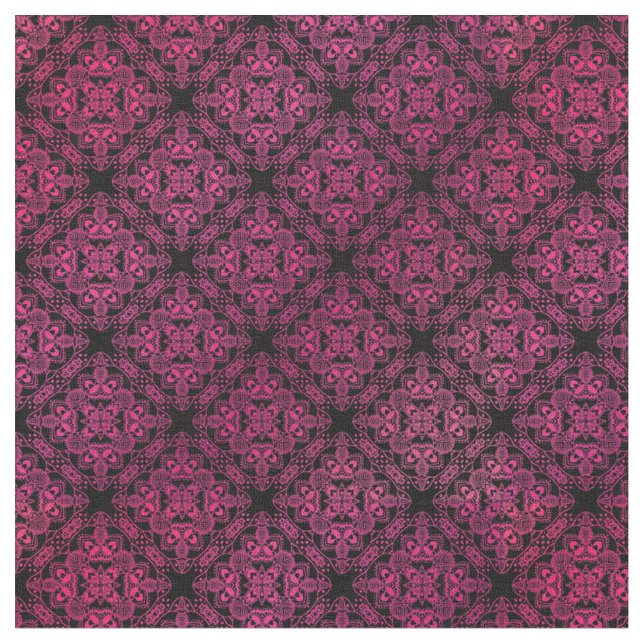 Rosa Damask Medallion Mönster Tyg (Närbild)