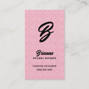 Rosa Damask Monogrammed Visitkort