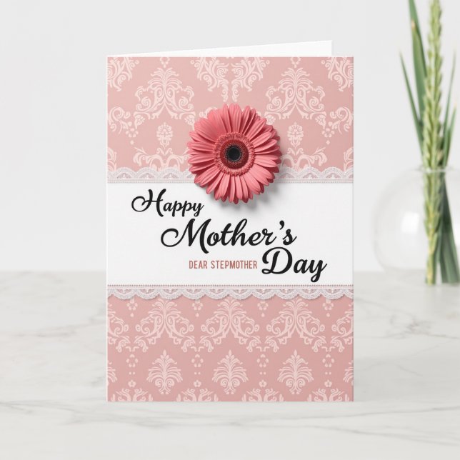 Rosa Damask Morsdags-kort Kort (Framsida)