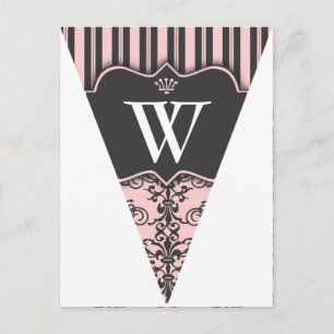Rosa Damask Party Flagga Bunting Banner vykort