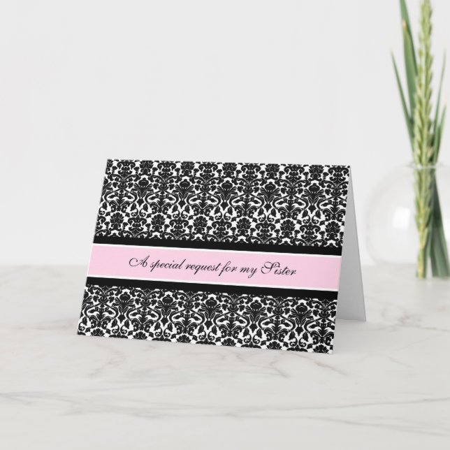 Rosa Damask Sister Bridesmaid-inbjudan Inbjudan (Framsida)