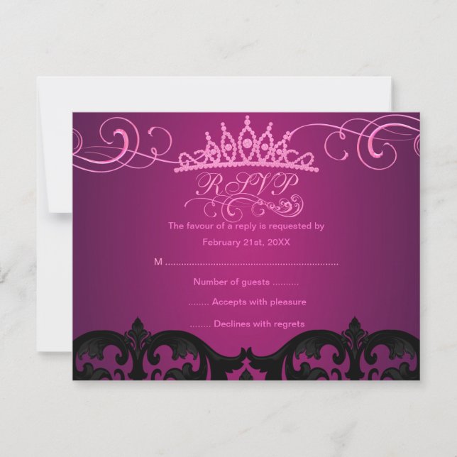 Rosa Damask & Swirl Birthday OSA kort (Framsida)