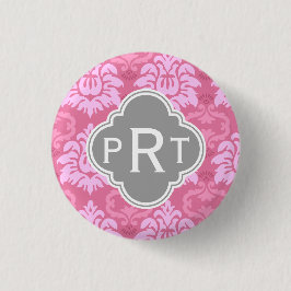 Rosa Damask Trio Monogram Knapp