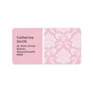 Rosa Damask Wedding Adressetiketters Adressetikett