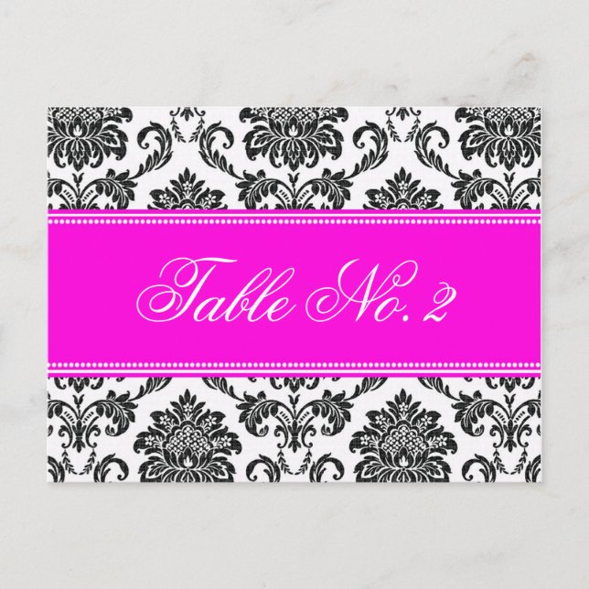 Rosa Damask Wedding Bordsnummer (Framsida)