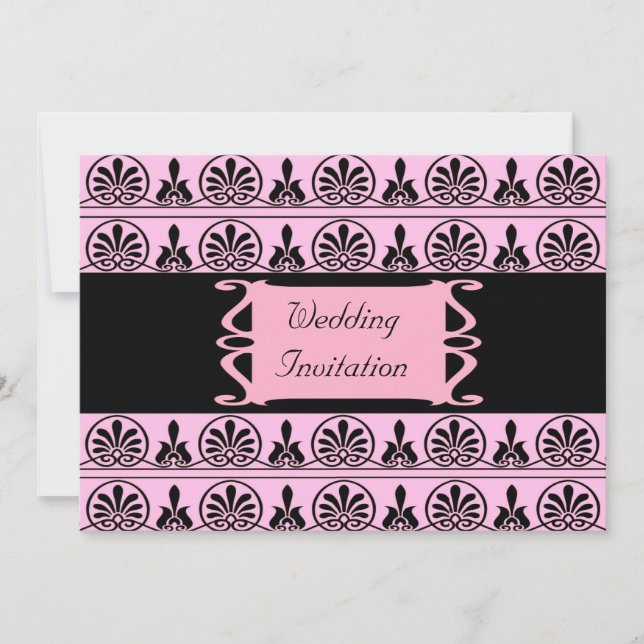 Rosa Damask Wedding Inbjudningar (Framsida)