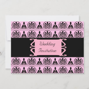 Rosa Damask Wedding Inbjudningar