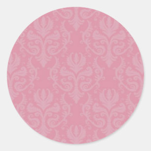 Rosa Damask Wedding Stickers Runt Klistermärke