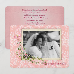 Rosa Damask Wedding Vow Renewal Inbjudningar