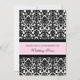 Rosa Damask Wedding Vow Renewal-inbjudningar Inbjudningar