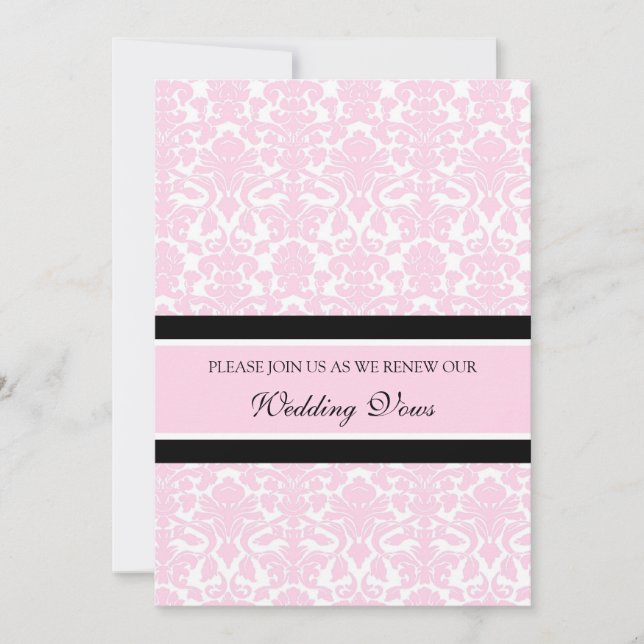 Rosa Damask Wedding Vow Renewal-inbjudningar Inbjudningar (Framsida)