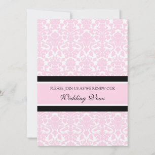 Rosa Damask Wedding Vow Renewal-inbjudningar Inbjudningar