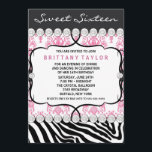 Rosa Damask Zebra Sweet sixteen Födelsedagsfest Inbjudningar<br><div class="desc">Elegant rosa damm zebra sweet sixteen födelsedagsfest inbjudan. Rosa zebra sweet sixteen födelsedagsfest inbjudan. Rosa zebra Quinceanera-inbjudningar. Rosa damm sweet sixteen födelsedagsfest inbjudan. Rosa svarta partybjudanden. Rosa zebra-inbjudningar. Flickor rosa zebra födelsedagsfest inbjudan.</div>