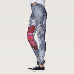 Rosa damasker för svart leggings