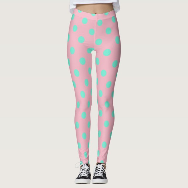 Rosa damasker med krickapolka dots leggings (Framsida)