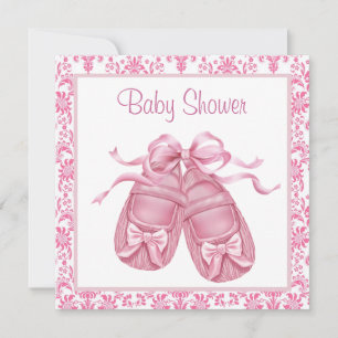 Rosa Damast Satin Strump skor Babyflicka Bebisbad Inbjudningar