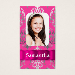 Rosa damastast fotomall visitkort