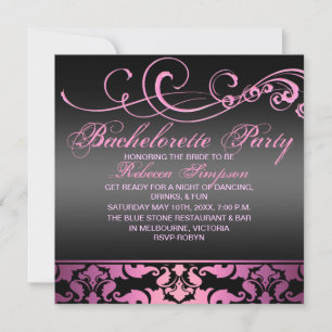 Rosa damastast inbjudan för Bachelorette party