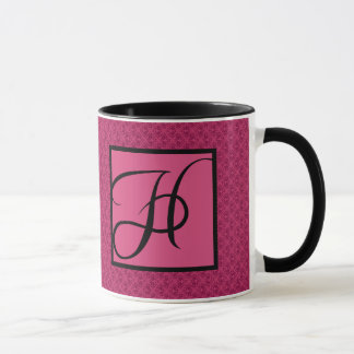 Rosa damastast MonogramH Mugg