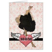 Rosa damastast mors dagkort för utsmyckad Ostrich