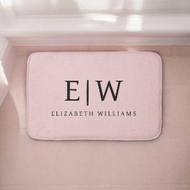 Rosa damm modernt skrivet flickaktigt monogramnamn badrumsmatta