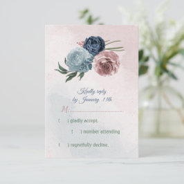 rosa, dammblått och maringrönt blåa blommor OSA kort