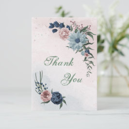 rosa, dammblått och maringrönt blåa blommor tack kort