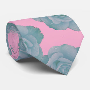 Rosa dammig blå blommig ros vintage färgglad prese slips