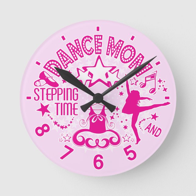 Rosa Dance Mamma Clock Rund Klocka (Framsida)