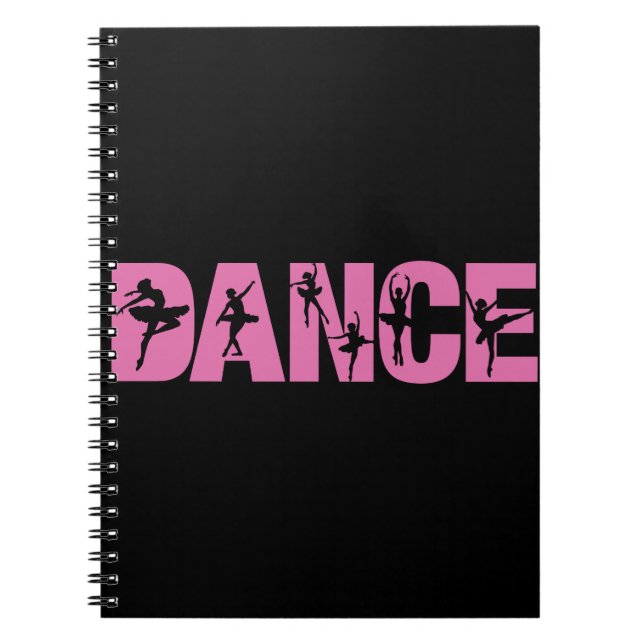 Rosa DANCE med Ballerina Cutouts Anteckningsbok (Framsidan)