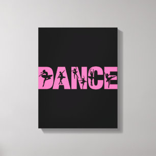 Rosa DANCE med Ballerina Cutouts Canvastryck