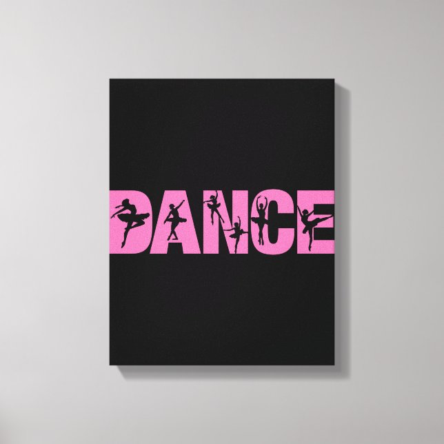 Rosa DANCE med Ballerina Cutouts Canvastryck (Framsida)