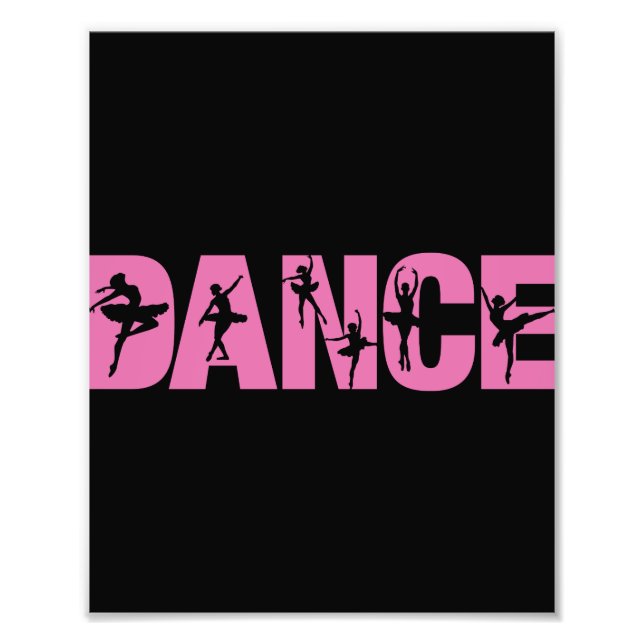 Rosa DANCE med Ballerina Cutouts Fototryck (Framsidan)