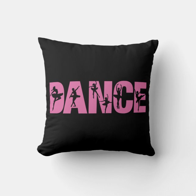 Rosa DANCE med Ballerina Cutouts Kudde (Framsida)