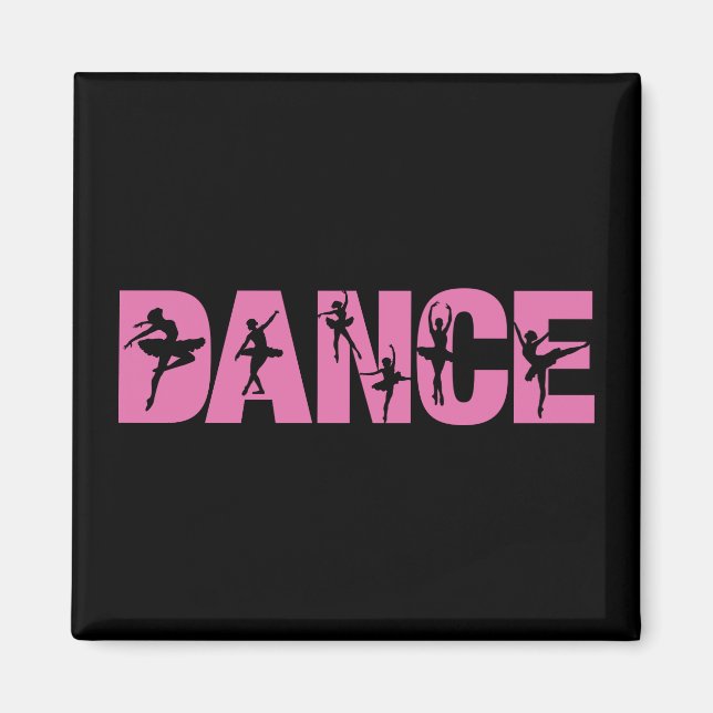 Rosa DANCE med Ballerina Cutouts Magnet (Framsidan)