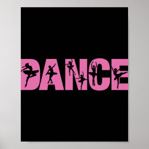 Rosa DANCE med Ballerina Cutouts Poster