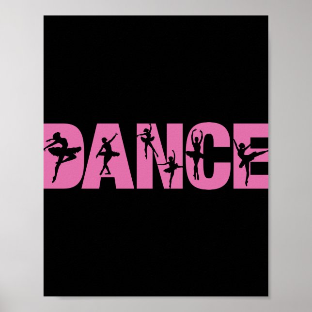 Rosa DANCE med Ballerina Cutouts Poster (Framsidan)
