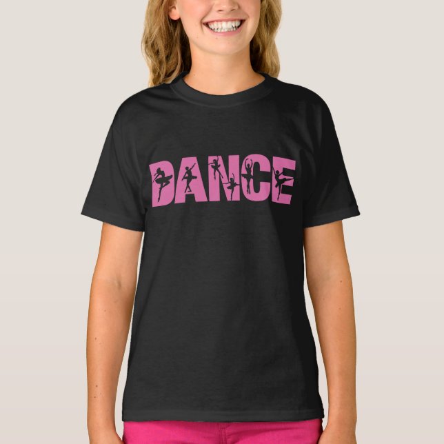 Rosa DANCE med Ballerina Cutouts T Shirt (Framsida)