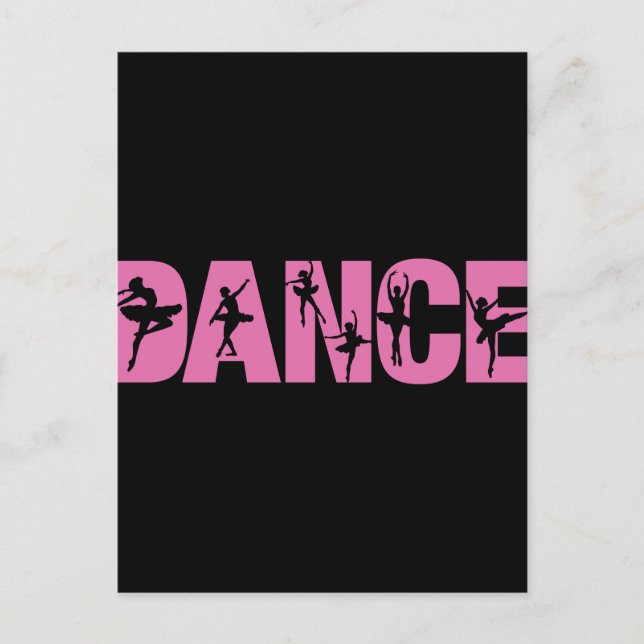 Rosa DANCE med Ballerina Cutouts Vykort (Framsida)