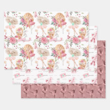Rosa Dancer Wrapping Papper Lakan