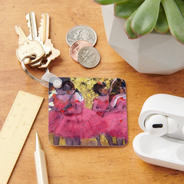 Rosa Dancers, Före Ballet av Edgar Degas Nyckelring (Skrivbord)