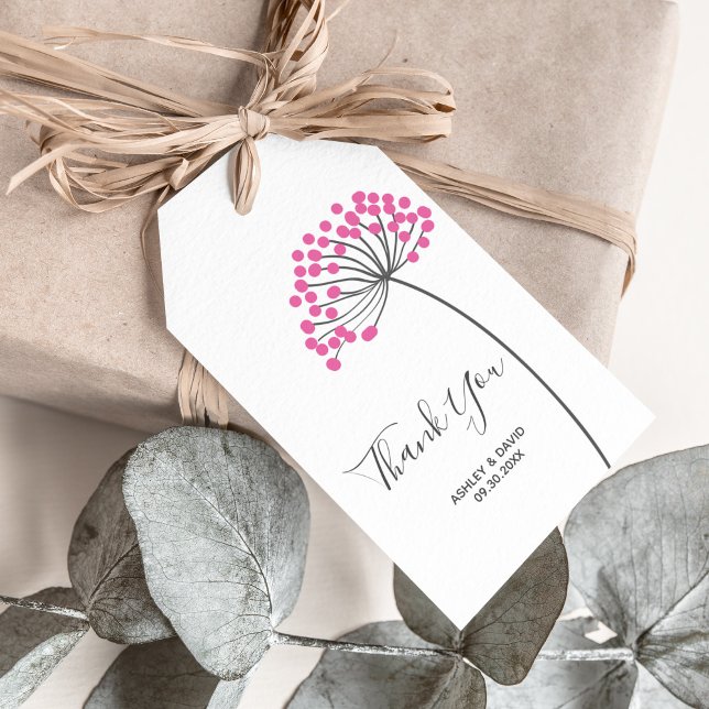 Rosa Dandelion Gift-Märkre för dina Tack Presentetikett (Skapare uppladdad)