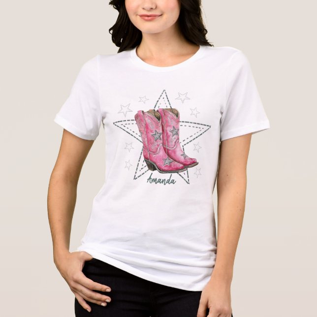 Rosa dansstövlar och stjärnor t-shirt (Framsida)