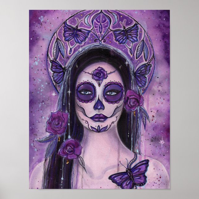 Rosa day of the dead art av Renee Lavoie Poster (Framsidan)