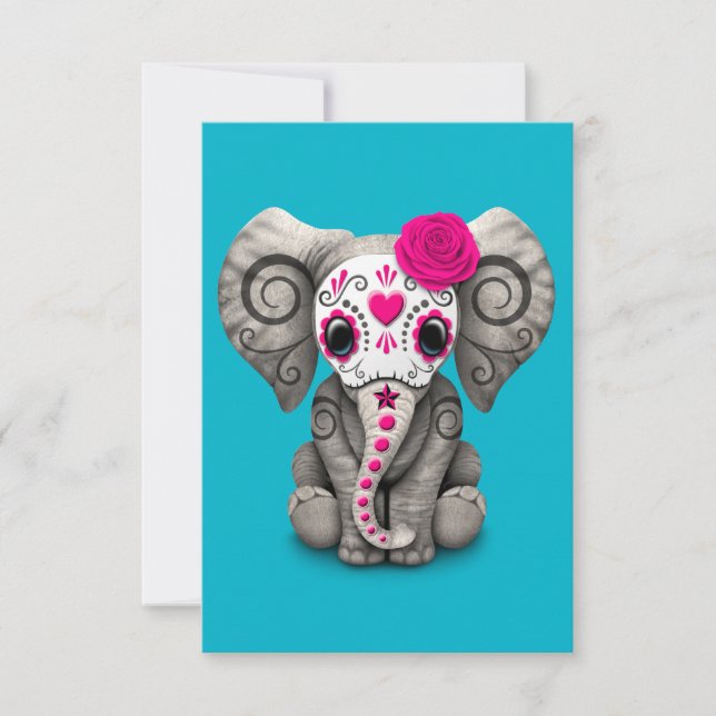Rosa Day of the dead Sugar Skull Baby Elephant (Framsida)